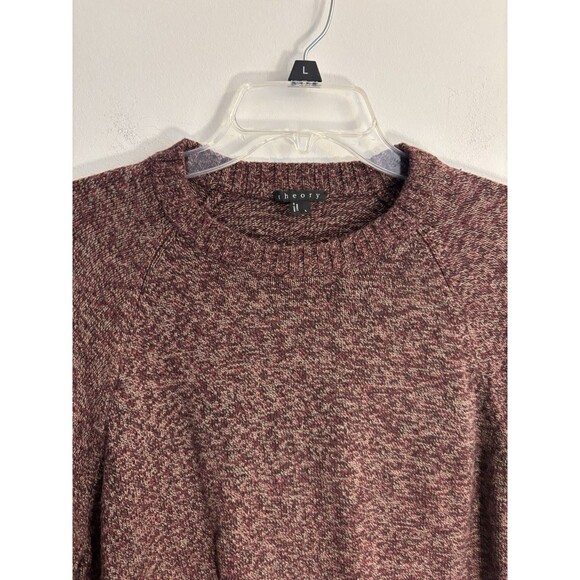 THEORY Eston T Quake Red Marled Pullover Sweater Men Large Crew Neck Knit - Picture 5 of 11